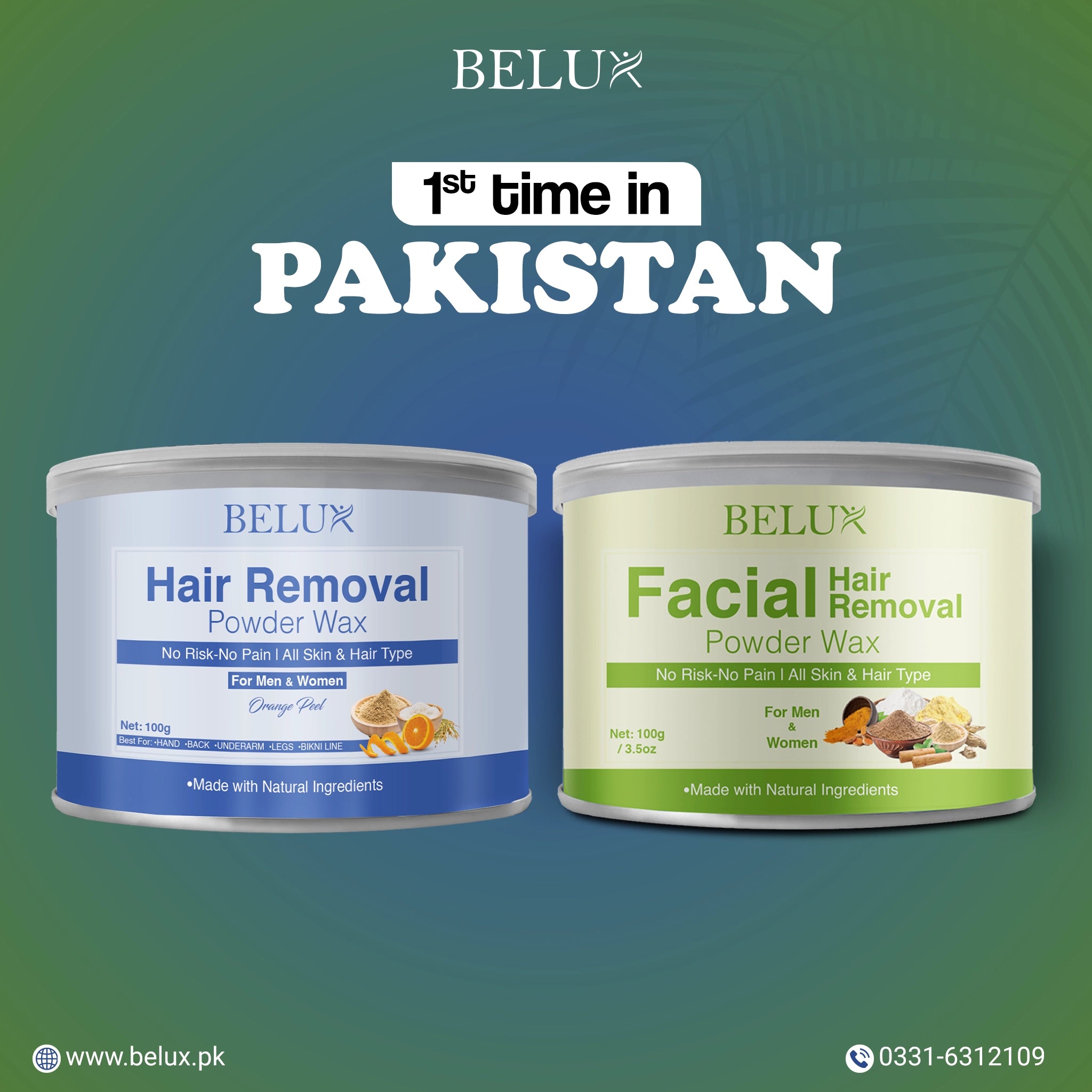 Natural Facial Hair Removal & Full Body Wax Powder